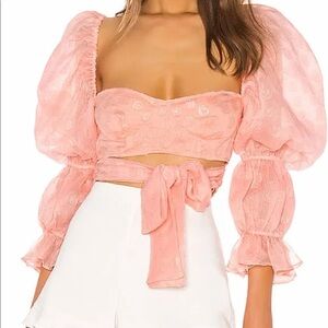 For Love & Lemons Hampton Crop Top Peach Rose